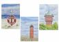 Preview: 15 Postkarten verschiedene Kunstpostkarten  Cuxhaven Sahlenburg Strand Sonnenuntergang Meer Düne Robbe - Aquarell - Rückseite Cuxhaven